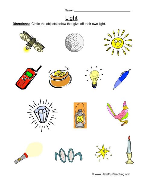 Objects that Give off Light Worksheet | Have fun teaching, Worksheets ...