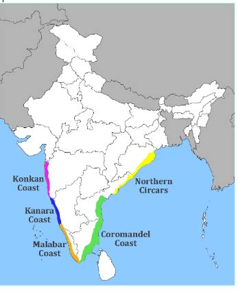 Name the major coastal plains of India. Locate and label them on an ...