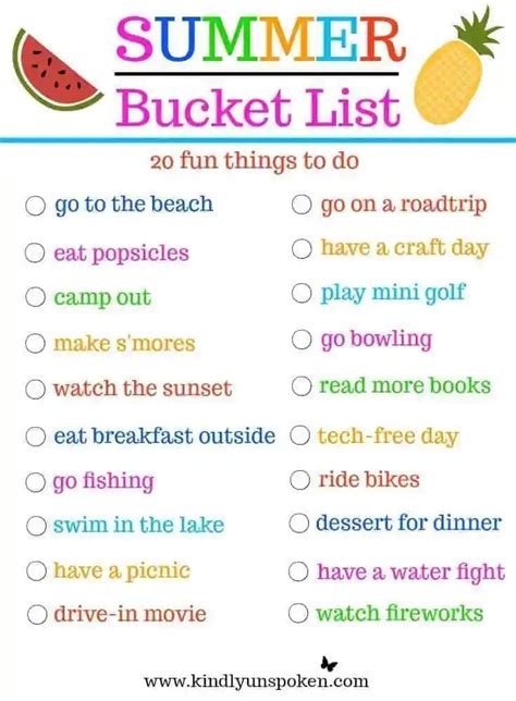 Summer Bucket List- 20 Fun Must-Do Activities - Kindly Unspoken