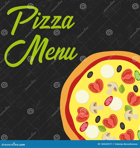 Menu Concept. Flat Style Pizza. Fast Food. Vector Illustration Stock Illustration - Illustration ...