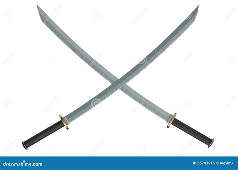 Two Crossed Japanese Samurai Katana Swords Stock Photo - Image: 55783915