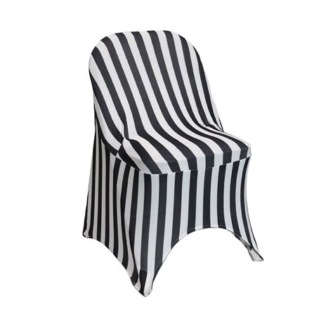 Your Chair Covers - Stretch Spandex Folding Chair Covers Striped Black/White for Wedding, Party ...