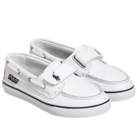 Polo Ralph Lauren Boys White Leather Deck Shoes | Lacreme Kids