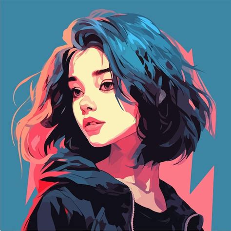 Una pintura digital de una ilustración vectorial de estilo girl anime | Vector Premium