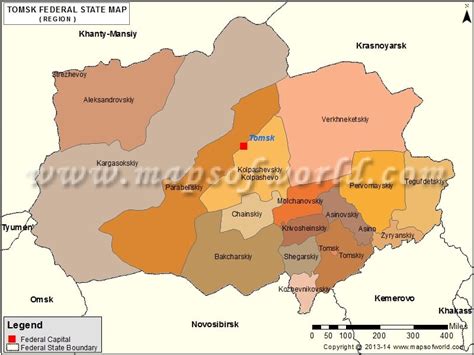 Tomsk Map, Oblast of Tomsk, Russia