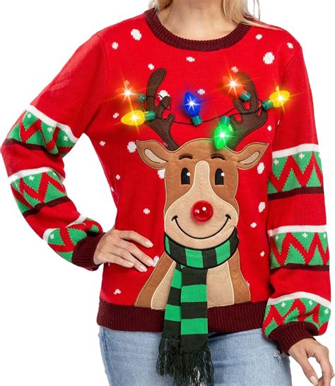 S.Charma Girls Cute Reindeer Sweatshirt Pullover Women Ugly Christmas Sweater Clothing ...