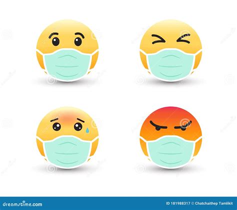 Emoji Wearing a Protective Medical Mask. Mask for Protect Coronavirus and Pollution Stock Vector ...