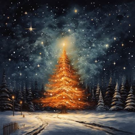 Digital Image Happy Christmas Tree Merry Christmas Tree Scene - Etsy