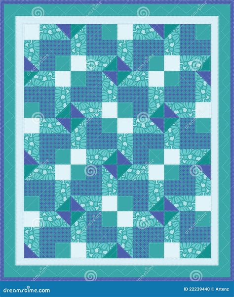 Blue Green Quilt stock vector. Illustration of quilt - 22239440