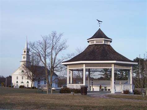 The town common gazebo and church with tall white steeple give downtown Norfolk a quintessential ...