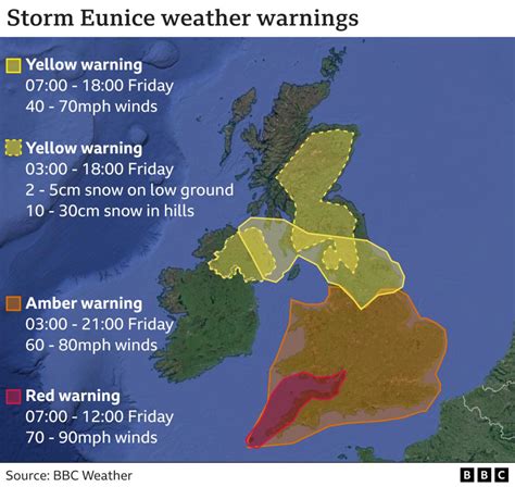 Storm Eunice heads for UK and prompts danger to life warning - BBC News