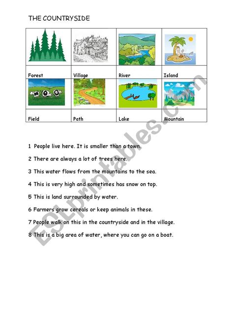 THE COUNTRYSIDE - ESL worksheet by Javier12