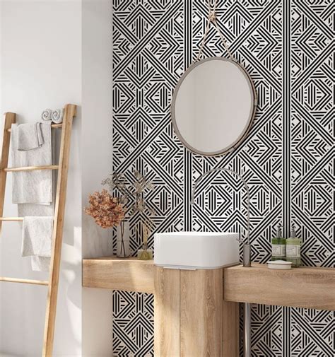 Geometric Wallpaper. Removable Wallpaper. Modern Wallpaper. Bathroom ...