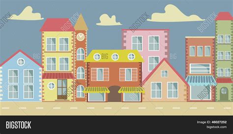 Vector Cartoon Town Vector & Photo | Bigstock