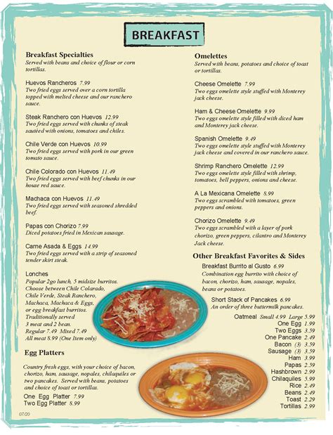 Menu at Las Chabelas Restaurant, Brawley, 749 S Brawley Ave