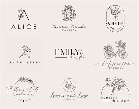 Feminine Logo Design Delicate Logo Floral Logo Luxe Logo - Etsy Australia