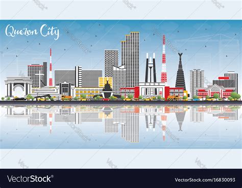 Quezon city philippines skyline with gray Vector Image