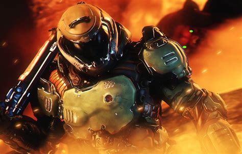 Wallpaper helmet, armor, shotgun, doom, protagonist, Doomguy images for ...