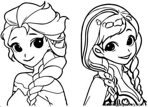 Anna & Elsa Coloring Page - Free Printable Coloring Pages