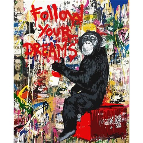 Banksy Follow Your Dreams Oil Painting Banksy Abstract Monkey Oil ...