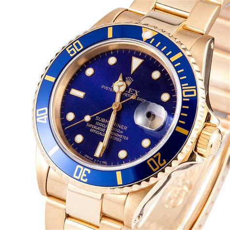 Rolex Submariner Gold Blue Dial Used $15,295 At Bob's Watches