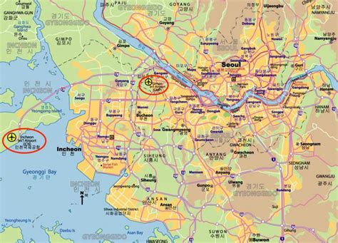 Map of Seoul airport: airport terminals and airport gates of Seoul