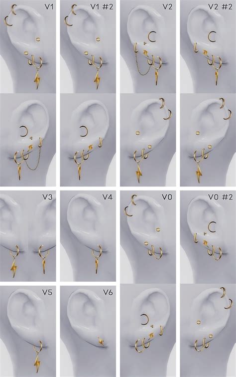 THUNDERSTRUCK Ear Piercing Collection | Pralinesims in 2023 | Ear piercings, Sims 4 piercings ...