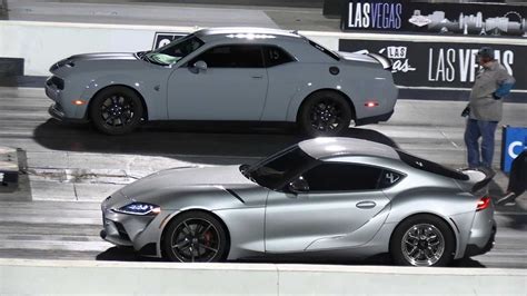 Toyota Supra Drag Racing Challenger Hellcat Puts Up A Good Fight