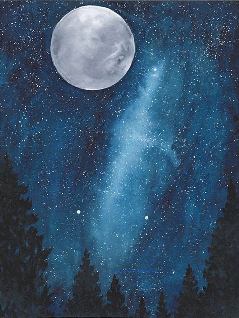 New Painting Moon And Stars Ocean Ideas | Watercolor moon, Watercolor ...