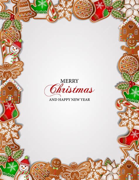 Premium Vector | Christmas background with gingerbread cookies. christmas frame with gingerbreads