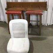 Computer Chair Seat, Stools, & Wood Coat Rack - Sherwood Auctions