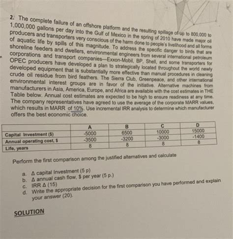 Solved 2. The complete failure of an offshore platform and | Chegg.com