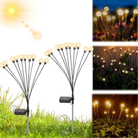 Fragraty 2 Pack LED Solar Powered Firefly Lights, Outdoor Lighting Solar Lights, Outdoor Garden ...