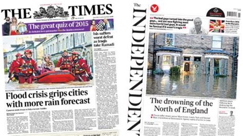 Newspaper headlines: Flooding devastation dominates front pages - BBC News