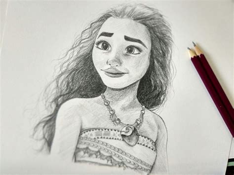 Moana Pencil Drawing by LocketDesign on Etsy | Disney art drawings, Pencil art drawings, Drawings