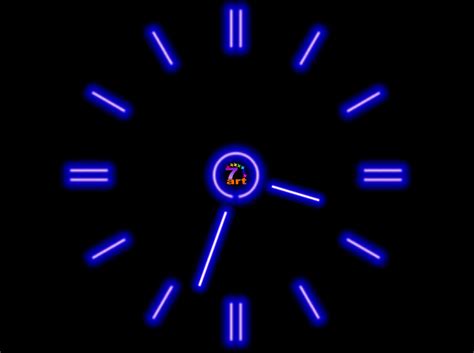 FileGets: 7art Fluorescent Clock ScreenSaver Screenshot - Bright neon colors on black background ...