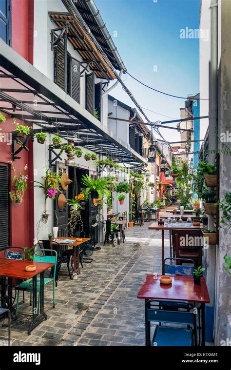 alley with tourist restaurants and bars in siem reap old town cambodia Stock Photo - Alamy