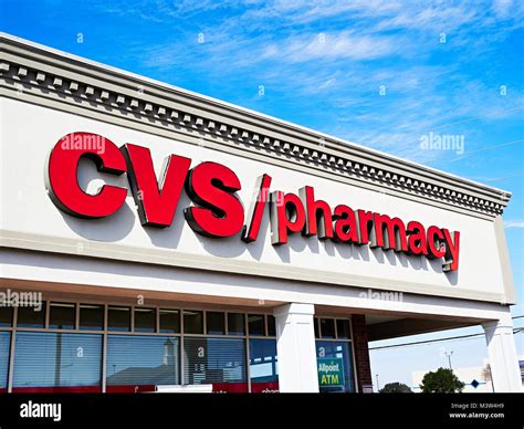 CVS Pharmacy, or drug store chemist, sign or signage on the front exterior of the building in ...
