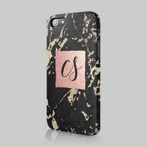 Personalised Marble Glitter Gift Initials Custom Phone Case Cover For ...