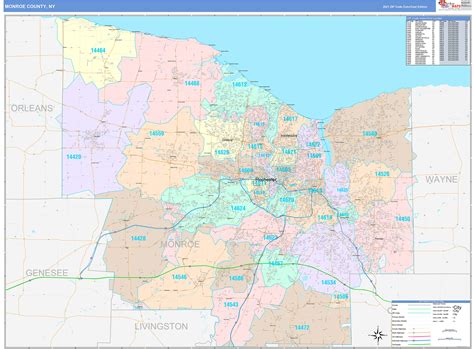 Monroe County, NY Wall Map Color Cast Style by MarketMAPS