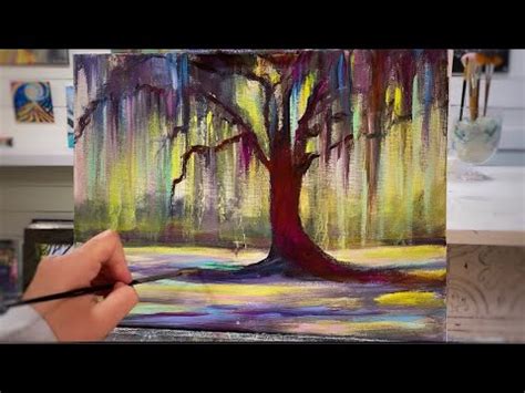 How To Paint A colourful Weeping Willow Tree | acrylic painting ...