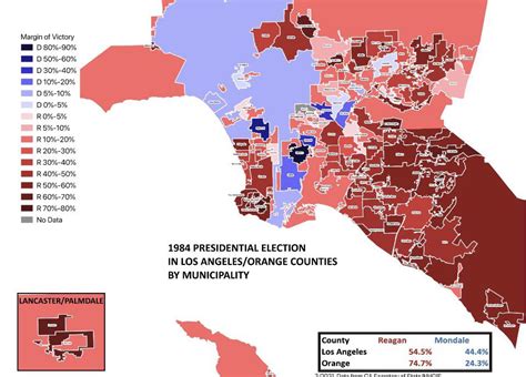 1984 Presidential election results In Los Angeles and Orange County by ...