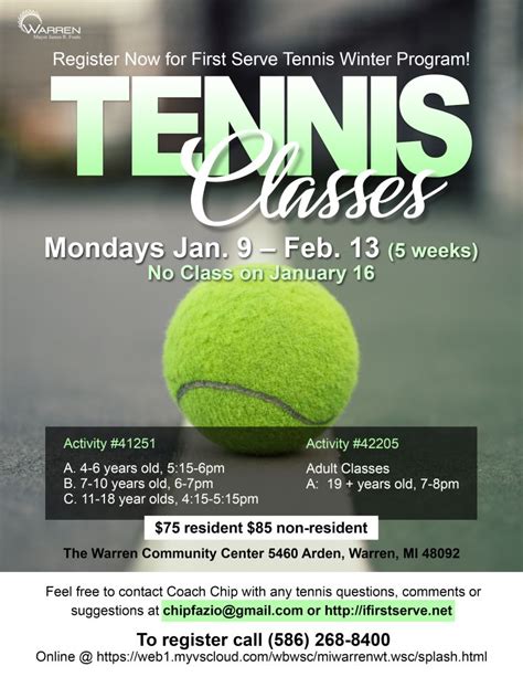 TENNIS CLASSES - City of Warren