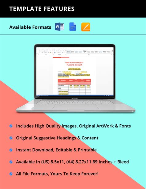 Construction Project Planning Checklist Template - Google Docs, Word, Apple Pages | Template.net