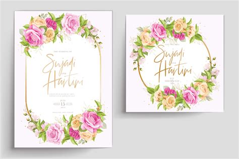 Hand Drawn Rose Wedding Card Set Graphic by lukasdedi store · Creative Fabrica