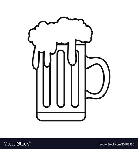 Mug full of beer icon outline style Royalty Free Vector