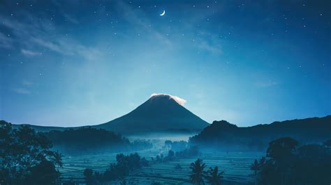 Mountain Night Sky Scenery 4K #8840f Wallpaper PC Desktop