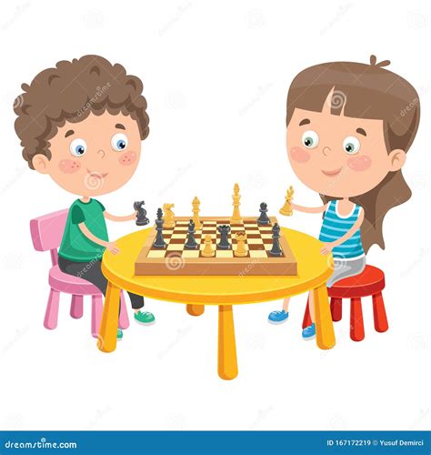 Cartoon Character Playing Chess Game Stock Vector - Illustration of small, little: 167172219