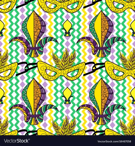 Mardi gras seamless pattern Royalty Free Vector Image