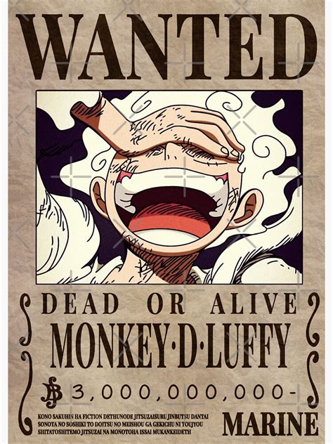 "Luffy gear 5 yonko wanted poster" Sticker for Sale by Star5sixx | Redbubble